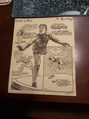 Norman Wasser NYU Shot Put Vintage Comic Sport Drawing Newspaper Clipping   • $12