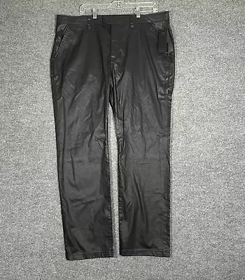 Guess Pants Mens 40 Black Faux Leather Chino Straight Leg Casual Retro NEW • $18.99