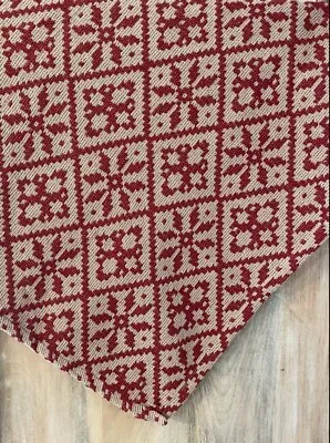 $19.95 • Buy New Primitive Colonial RED SNOWFLAKE TABLE SQUARE Woven Coverlet Tablecloth 34 
