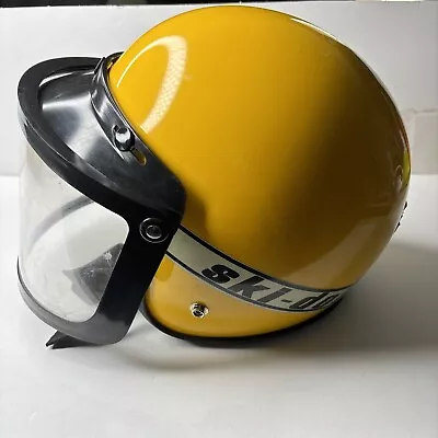 Vintage 1970s SKI-DOO Yellow Open Face Snowmobile Helmet Medium 40011m 1972 • $35