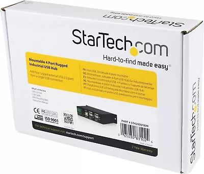 StarTech.com 4-Port USB 2.0 Hub - Metal Industrial USB-A Hub - (ST4200USBM) • $50