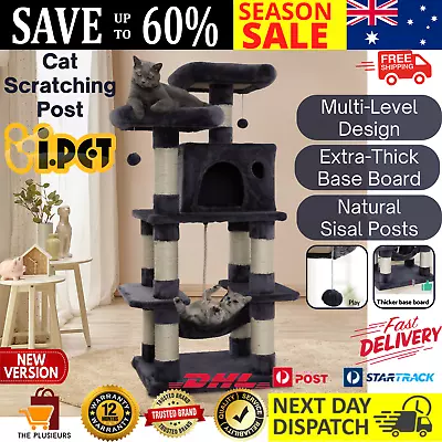 I.Pet Cat Tree Tower Scratching Post Wood Scratcher Condo House Toys Bed Large • $141.04