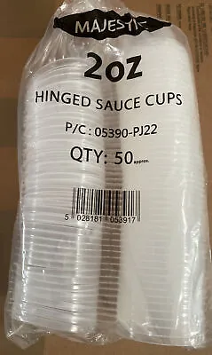 50x Clear Round Majestic Hinged 2oz Deli Pots Sauce Dip • £5.75