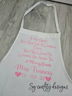 Wedding Day Apron Bride Groom Mr Mrs Keepsake First Meal Keepsake Hubby Wife • £17