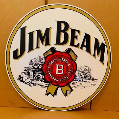 NEW Jim Beam Large Round Tin Metal Sign • $88