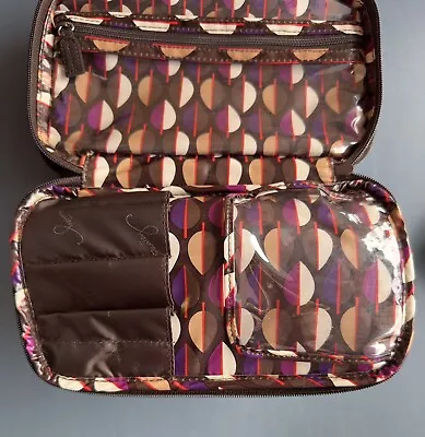 Vera Bradley Expresso Iconic Blush & Brush Cosmetic Bag Or Planner Case Brown • $28