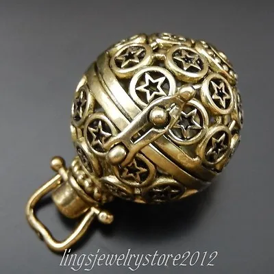 39687 Bronze Brass Ball Openabl Hollwed Locket Mexican Bola Bell Pregant 2Pcs • £5.51