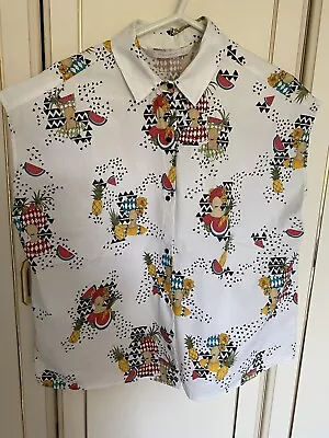 £3 • Buy Zara White Tropical Print Shirt In Size Large