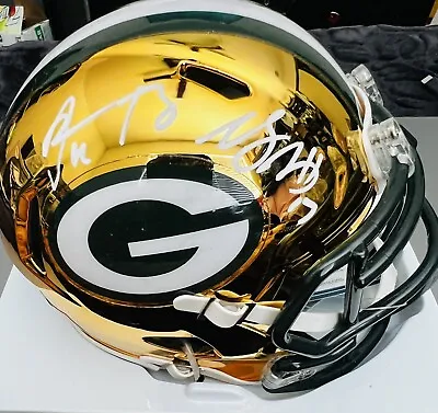 Aaron Rodgers & Davante Adams Signed/Autographed GB Packers Chrome Mini Beckett • $570