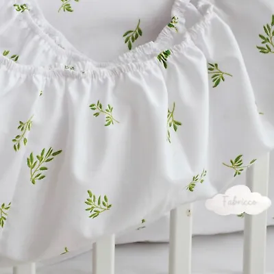 Green Leaves   Baby  Cot & Cot Bed Fitted Sheet 100% COTTON Tropical Nursery • £9.50