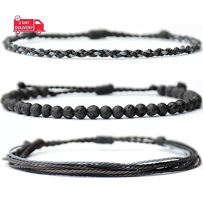 Handmade Natural Stone Beaded Healing Bracelet Gift For Men Adjustable String Br • $33.70