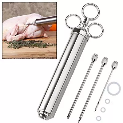 4 Oz Stainless Steel Commercial Grade Meat Marinade Flavor Injector Kit 1/2 C... • $36.33