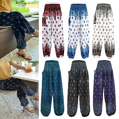 $21.95 • Buy New Ladies Smock Harem Pants Baggy Bohemian Boho Hippie Aladdin Yoga Trousers HP