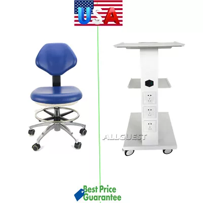 Dental Medical Trolley Built-in Socket Cart/Doctor Stool Adjustable Mobile Chair • $110.39
