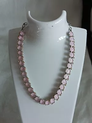 Vintage Signed BSK Pink Stones With Small Rhinestone Necklace • $24