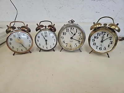 Vintage Lot Of 4 Peg Leg Alarm Clocks. Gabriel Westclox And Lider. C9 • $110