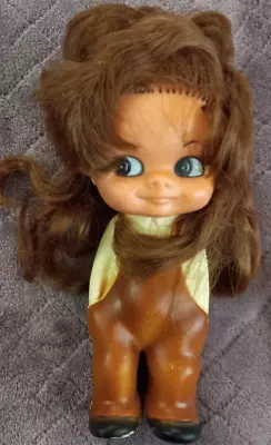 Vintage Rubber Girl Doll Brown Hair 7  • $29.99