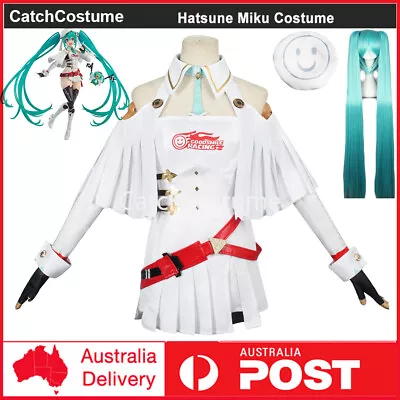 Vocaloid Hatsune Racing Miku Cosplay Costume Full Set Dress Wig Halloween Outfit • $22