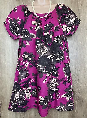 TOM JOULE JOULES 12/M Vgc Pink/Brown Floral Longline AUDREY Tunic • $28.58