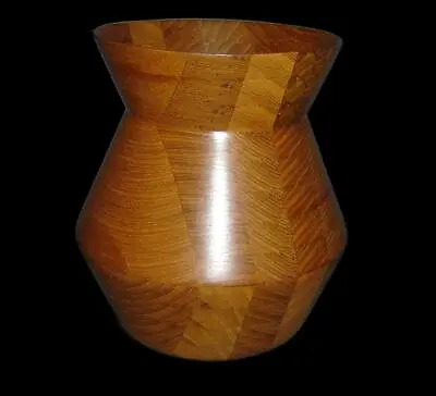 Vintage Hawaii Koa Wood Turned Various Patterns Large Vessel Vase Artist Signed. • $1394.17