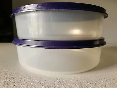 Tupperware Vintage Wonder Cereal Bowls Containers #1405 Purple Seals - Set Of 2 • $8