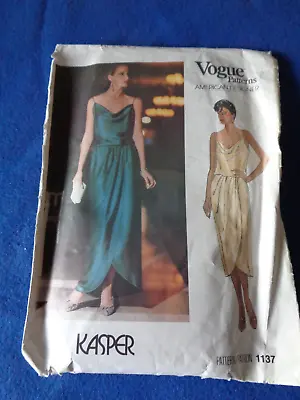 Vogue American Designer Sewing Patt - Lady's Dress 1987 Kasper 14-18 Cut 16 • £7.50