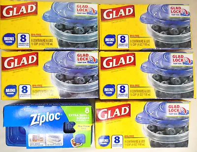 GladWare Mini Round Containers & Lids + Ziploc Cups - 40+8 Pack Bulk Set • $14.99