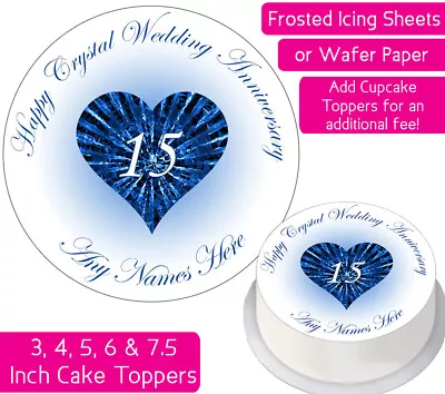 Crystal Wedding Anniversary Edible Wafer & Icing Personalised Cake Toppers Decor • £2.25