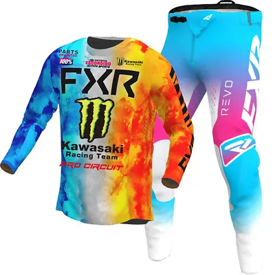 FXR Revo Kawasaki Monster MX Gear Jersey/Pants Combo Motocross ATV Racing Set • $157