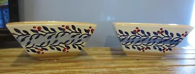 (2)Vintage Nicholas Mosse Pottery Irish Handcrafted BLUE VINE Small Angled Bowls • $75