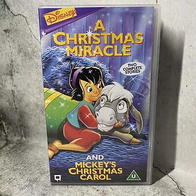 Disney's A Christmas Miracle And Mickey's Christmas Carol Pal Vhs Video Kids • £12.99