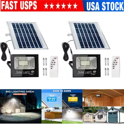 2PCS LED Solar Flood Light Security Wall Yard Outdoor Street Lamp Remote Control • $73.99