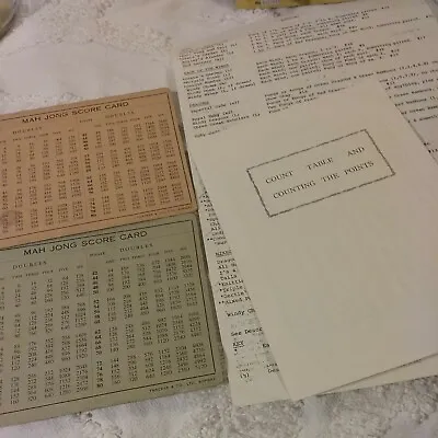 Vintage  Mah Jong Rules Count Table And 2 Score Cards  • $19.99