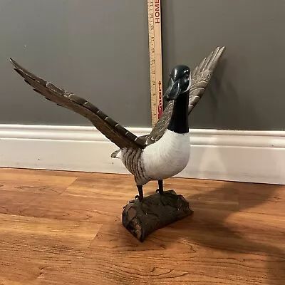 Vintage Hand Carved Wood Canadian Goose Real Bird Legs Decoy Duck • $99