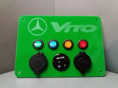 $66.04 • Buy Lime Green Vito Switch Panel USB 12V/240V Control Voltage Gauge Camper Motorhome
