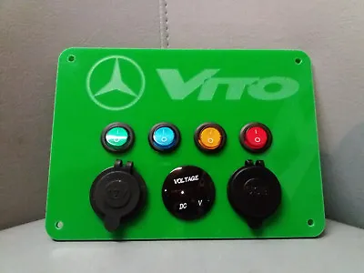 Lime Green Vito Switch Panel USB 12V/240V Control Voltage Gauge Camper Motorhome • $66.94