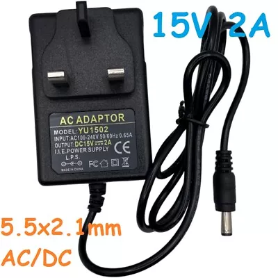 £6.99 • Buy 15V 2A AC/DC Switching Power Supply Adapter UK Plug 5.5x2.1mm Converter Charger