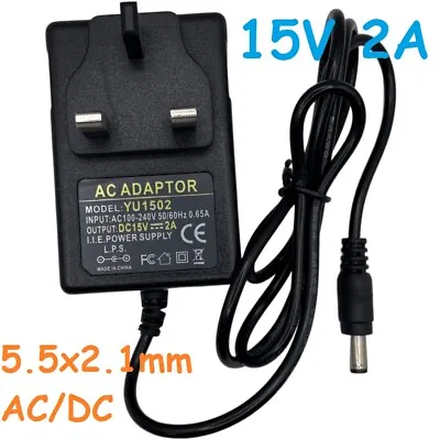 15V 2A AC/DC Switching Power Supply Adapter UK Plug 5.5x2.1mm Converter Charger • £6.99