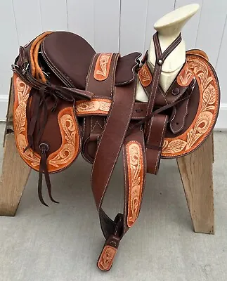 15  BROWN MEXICAN CHARRO SADDLE MONTURA CHARRA PARA CABALLO Horse Charro Gear • $679.99