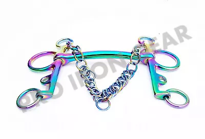 Rainbow Color Pelham Bit Mullen Mouth Horse Bit With Curve Stainless Steel • $44.99