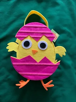 £4.27 • Buy BNWT Easter Chick Egg Pink Felt Basket Egg Hunt Gift Bag