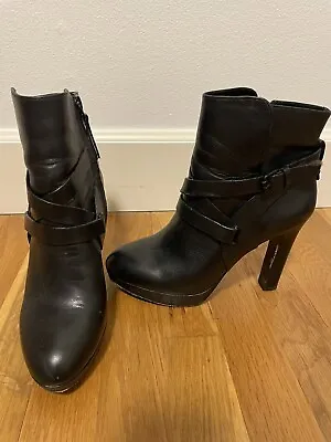 Vince Camuto Black Leather High Heel Platform Ankle Booties- Size 7 • $20