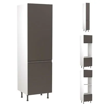 Kitchen Kit Cabinets J-Pull Tall Units Gloss Graphite Handleless Door S/C Hinges • £520.83