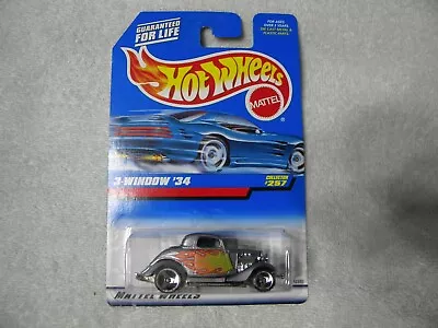 3-window Coupe  '34 Silver  #257  Flames Hw 1998 Hot Wheels J • $4.99