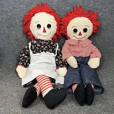 Vintage Large 36” RAGGEDY ANN And ANDY Child Size Dolls In Good Condition • $150