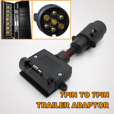 $16.95 • Buy 1pc 7 Pin Flat Socket To 7 Pin Round Socket Trailer Adaptor Connector Plug