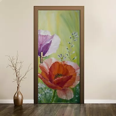 £46.95 • Buy Self-Adhesive Door Sticker Mural Painting Floral Flowers Plants Picture