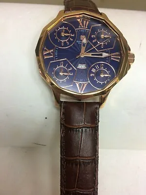                Steinhausen  Five Time Zone  Watch Blue Dial Rose Color Case  • $550