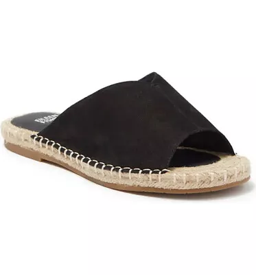 EILEEN FISHER ~  MILLY Espadrille Slide Sandal BLACK Sz 8.5 • £66.49