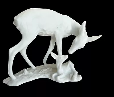 Vintage Kaiser White Porcelain Bisque - Deer With Fawn - Figurine #427 • $65